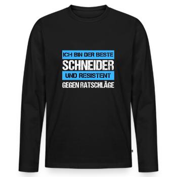 Cutter résistant - T-shirt manches longues Premium bio Homme - noir - Devant - Nico (187cm)
