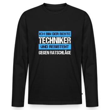 Resistenter Techniker - Männer Premium Bio Langarmshirt - Schwarz - Vorne - Nico (187cm)