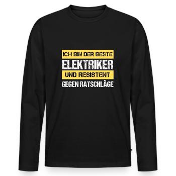 Resistant Electrician - Men's Premium Organic Long Sleeve Shirt - black - Front - Nico (187cm)
