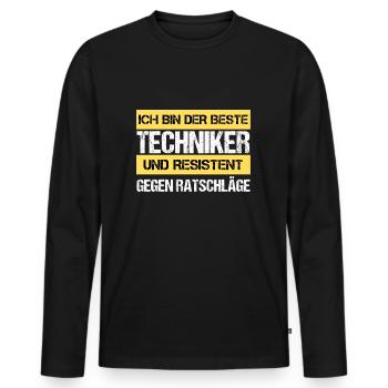 Technicien résistant - T-shirt manches longues Premium bio Homme - noir - Devant - Nico (187cm)