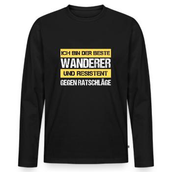 Vagabond résistant - T-shirt manches longues Premium bio Homme - noir - Devant - Nico (187cm)