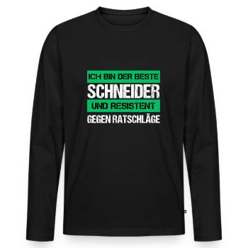 Cutter résistant - T-shirt manches longues Premium bio Homme - noir - Devant - Nico (187cm)