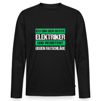 Resistant Electrician - Men's Premium Organic Long Sleeve Shirt - black - Front - Nico (187cm)