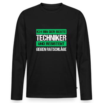 Technicien résistant - T-shirt manches longues Premium bio Homme - noir - Devant - Nico (187cm)