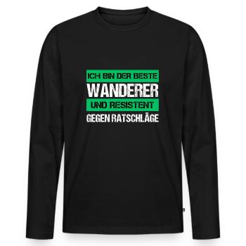 Vagabond résistant - T-shirt manches longues Premium bio Homme - noir - Devant - Nico (187cm)