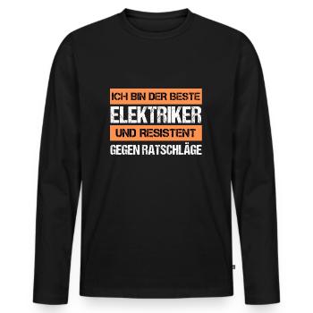 Électricien résistant - T-shirt manches longues Premium bio Homme - noir - Devant - Nico (187cm)