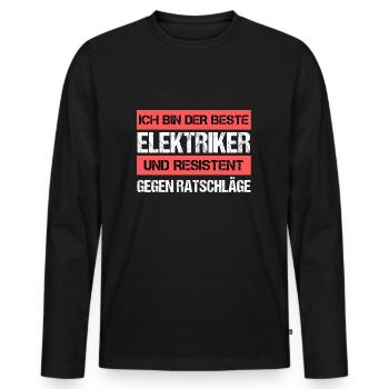 Électricien résistant - T-shirt manches longues Premium bio Homme - noir - Devant - Nico (187cm)