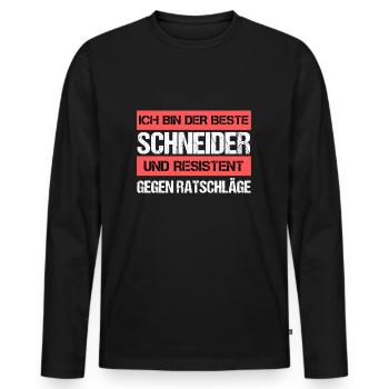Cutter résistant - T-shirt manches longues Premium bio Homme - noir - Devant - Nico (187cm)