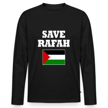 Save rafah - T-shirt manches longues Premium bio Homme - noir - Devant - Nico (187cm)