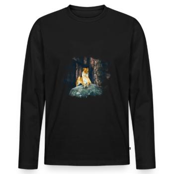 Löwe Fels König Sternzeichen Geschenkidee - Männer Premium Bio Langarmshirt - Schwarz - Vorne - Nico (187cm)