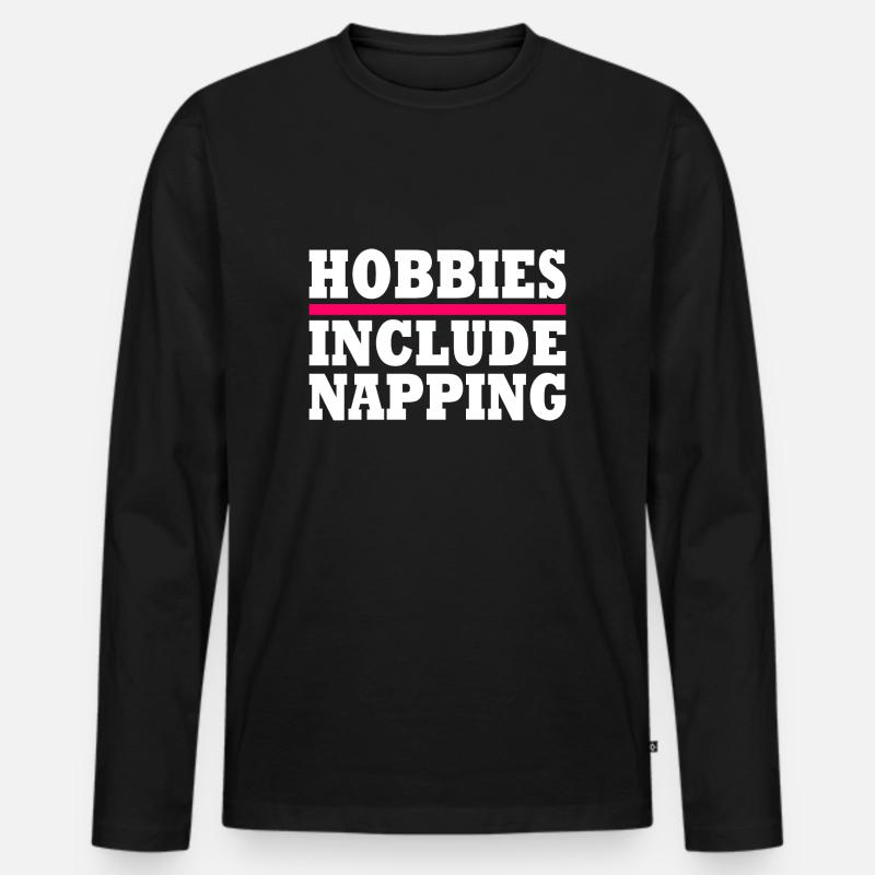 Hobbies include napping - T-shirt manches longues Premium bio Homme - noir