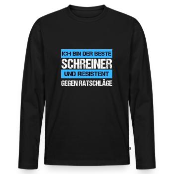 Resistenter Schreiner - Männer Premium Bio Langarmshirt - Schwarz - Vorne - Nico (187cm)