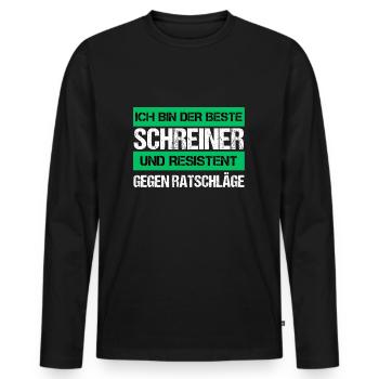Resistenter Schreiner - Männer Premium Bio Langarmshirt - Schwarz - Vorne - Nico (187cm)