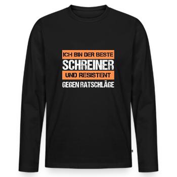 Resistenter Schreiner - Männer Premium Bio Langarmshirt - Schwarz - Vorne - Nico (187cm)
