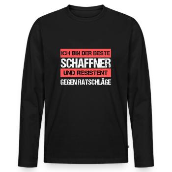 Resistenter Schaffner - Männer Premium Bio Langarmshirt - Schwarz - Vorne - Nico (187cm)