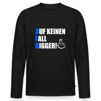 auf keinen fall digga - Männer Premium Bio Langarmshirt - Schwarz - Vorne - Nico (187cm)