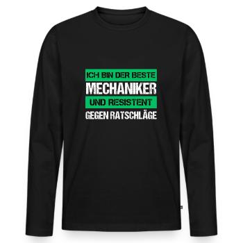Mécanique résistante - T-shirt manches longues Premium bio Homme - noir - Devant - Nico (187cm)
