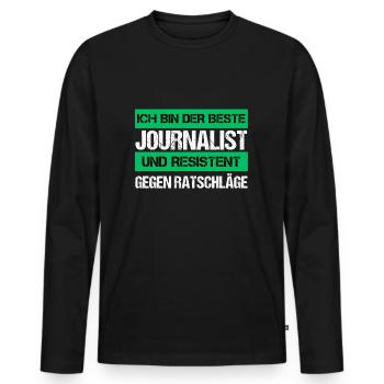 Resistant Journalist - Men's Premium Organic Long Sleeve Shirt - black - Front - Nico (187cm)