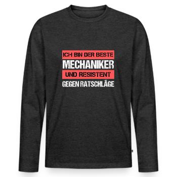 Mécanique résistante - T-shirt manches longues Premium bio Homme - anthracite chiné - Devant - Nico (187cm)