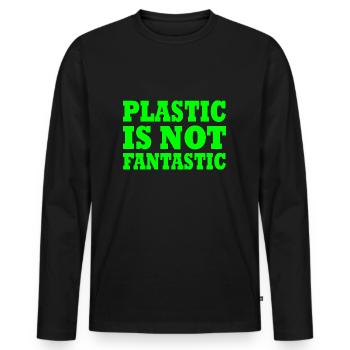 Plastic is not fantastic - Men's Premium Organic Long Sleeve Shirt - black - Front - Nico (187cm)