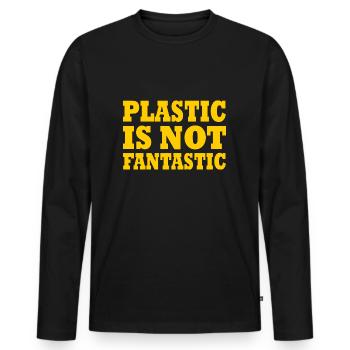 Plastic is not fantastic - Men's Premium Organic Long Sleeve Shirt - black - Front - Nico (187cm)