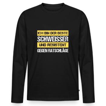 Soudeur résistant - T-shirt manches longues Premium bio Homme - noir - Devant - Nico (187cm)