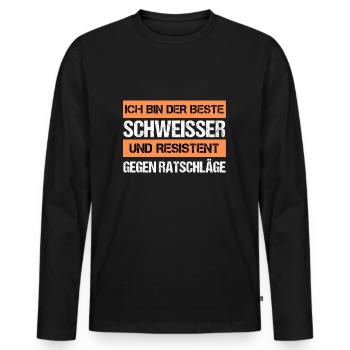 Resistenter Schweißer - Männer Premium Bio Langarmshirt - Schwarz - Vorne - Nico (187cm)