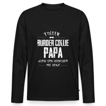 Border collie dog Dear dad heart heart - Men's Premium Organic Long Sleeve Shirt - black - Front - Nico (187cm)