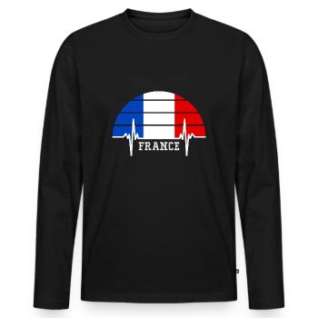 L'Équipe de France - T-shirt manches longues Premium bio Homme - noir - Devant - Nico (187cm)