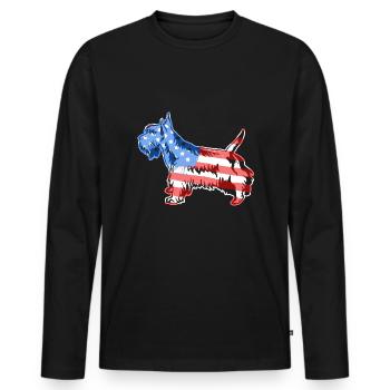 Scottish Terrier Scottish Terrier Flag - Men's Premium Organic Long Sleeve Shirt - black - Front - Nico (187cm)