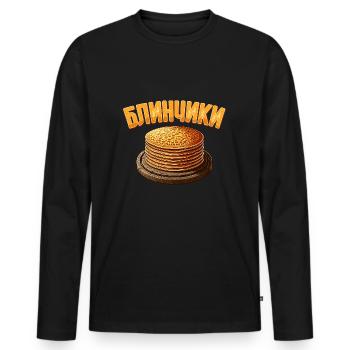 Blini Crêpes Russes Crêpes Russes - T-shirt manches longues Premium bio Homme - noir - Devant - Nico (187cm)