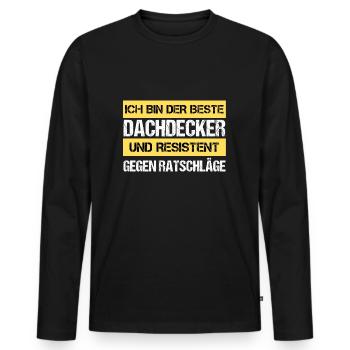 Couvreur résistant - T-shirt manches longues Premium bio Homme - noir - Devant - Nico (187cm)