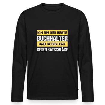 Comptable résistant - T-shirt manches longues Premium bio Homme - noir - Devant - Nico (187cm)