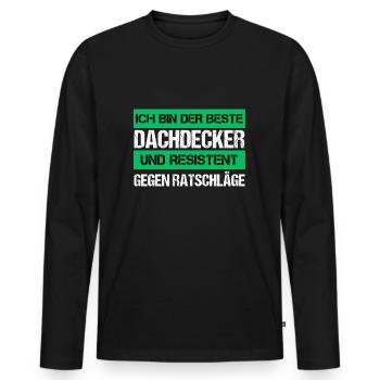 Resistenter Dachdecker - Männer Premium Bio Langarmshirt - Schwarz - Vorne - Nico (187cm)