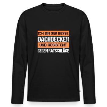 Couvreur résistant - T-shirt manches longues Premium bio Homme - noir - Devant - Nico (187cm)