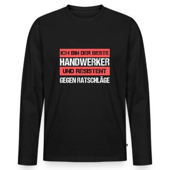 Artisan résistant - T-shirt manches longues Premium bio Homme - noir - Devant - Nico (187cm)