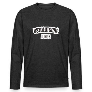 East German Boys - Men's Premium Organic Long Sleeve Shirt - heather anthracite - Front - Nico (187cm)