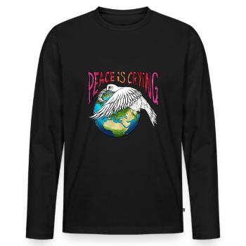 The Dove of Peace Weeps And Holds The Earth - Men's Premium Organic Long Sleeve Shirt - black - Front - Nico (187cm)