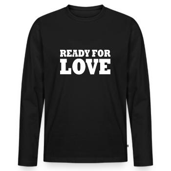 Ready for love - Männer Premium Bio Langarmshirt - Schwarz - Vorne - Nico (187cm)