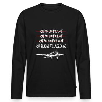 Flugzeug Motorflugzeug Segelflieger Piloten - Männer Premium Bio Langarmshirt - Schwarz - Vorne - Nico (187cm)