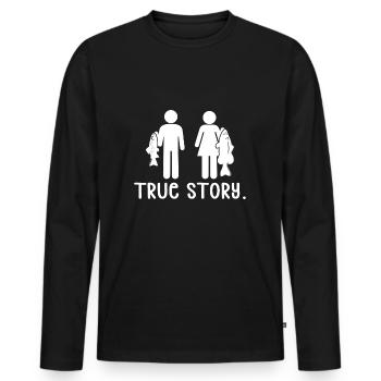 Pêcheur Couple pêche idée cadeau humour histoire vraie - T-shirt manches longues Premium bio Homme - noir - Devant - Nico (187cm)
