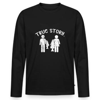 Pêcheur Couple pêche drôle idée cadeau histoire vraie - T-shirt manches longues Premium bio Homme - noir - Devant - Nico (187cm)