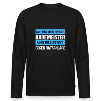 Resistenter Bademeister - Männer Premium Bio Langarmshirt - Schwarz - Vorne - Nico (187cm)