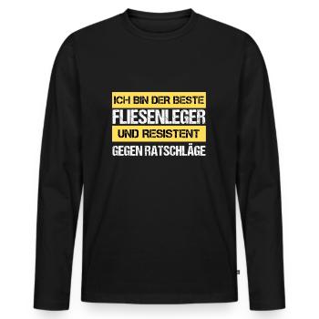 Carreleur résistant - T-shirt manches longues Premium bio Homme - noir - Devant - Nico (187cm)