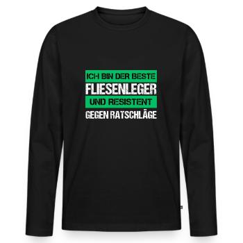 Carreleur résistant - T-shirt manches longues Premium bio Homme - noir - Devant - Nico (187cm)