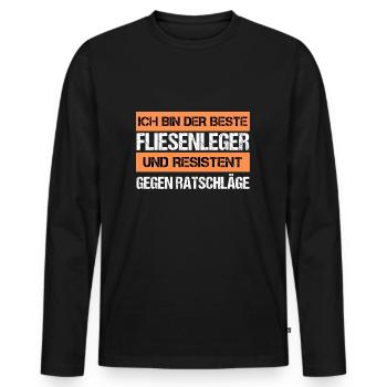 Carreleur résistant - T-shirt manches longues Premium bio Homme - noir - Devant - Nico (187cm)
