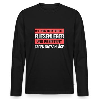 Carreleur résistant - T-shirt manches longues Premium bio Homme - noir - Devant - Nico (187cm)