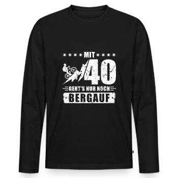 40. Geburtstag Bergauf Fahrrad Radfahren - Männer Premium Bio Langarmshirt - Schwarz - Vorne - Nico (187cm)