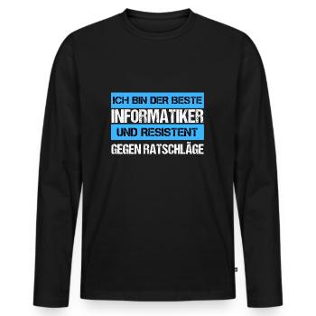 Informaticien résistant - T-shirt manches longues Premium bio Homme - noir - Devant - Nico (187cm)