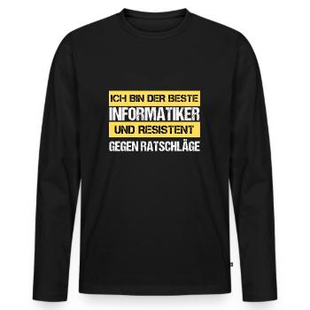 Informaticien résistant - T-shirt manches longues Premium bio Homme - noir - Devant - Nico (187cm)